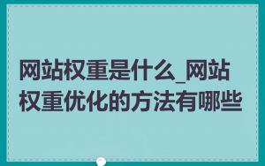 网站权重是什么_网站权重优化的方法有哪些