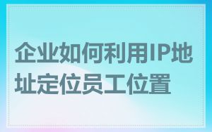 企业如何利用IP地址定位员工位置
