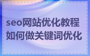 seo网站优化教程如何做关键词优化