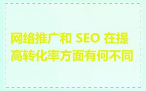 网络推广和 SEO 在提高转化率方面有何不同