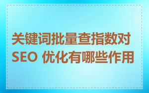 关键词批量查指数对 SEO 优化有哪些作用