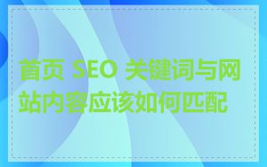 首页 SEO 关键词与网站内容应该如何匹配