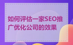 如何评估一家SEO推广优化公司的效果