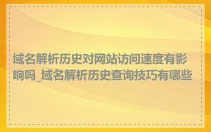 域名解析历史对网站访问速度有影响吗_域名解析历史查询技巧有哪些