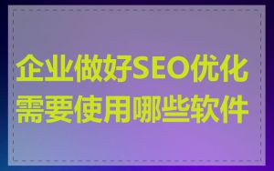 企业做好SEO优化需要使用哪些软件