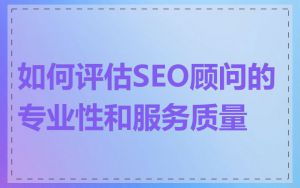 如何评估SEO顾问的专业性和服务质量