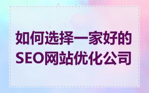 如何选择一家好的SEO网站优化公司