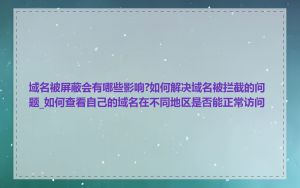 域名被屏蔽会有哪些影响?如何解决域名被拦截的问题_如何查看自己的域名在不同地区是否能正常访问