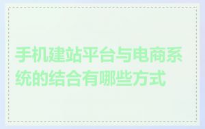 手机建站平台与电商系统的结合有哪些方式