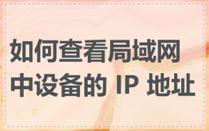 如何查看局域网中设备的 IP 地址