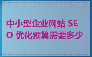 中小型企业网站 SEO 优化预算需要多少