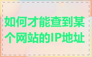 如何才能查到某个网站的IP地址