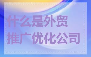 什么是外贸推广优化公司
