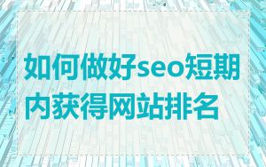 如何做好seo短期内获得网站排名