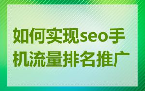 如何实现seo手机流量排名推广