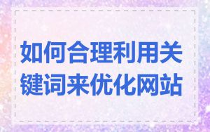 如何合理利用关键词来优化网站