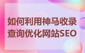 如何利用神马收录查询优化网站SEO