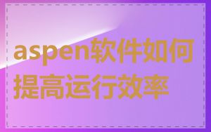 aspen软件如何提高运行效率