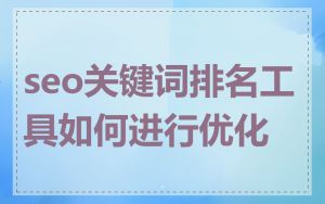 seo关键词排名工具如何进行优化