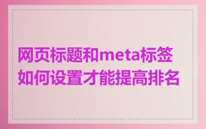 网页标题和meta标签如何设置才能提高排名