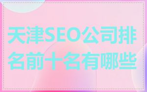 天津SEO公司排名前十名有哪些