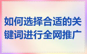 如何选择合适的关键词进行全网推广