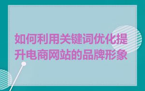 如何利用关键词优化提升电商网站的品牌形象
