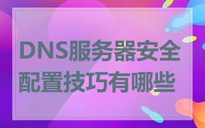 DNS服务器安全配置技巧有哪些