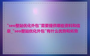 "seo整站优化外包"需要提供哪些资料和信息_"seo整站优化外包"有什么优势和劣势