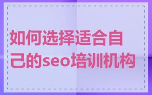 如何选择适合自己的seo培训机构