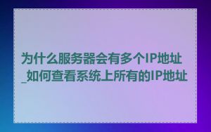 为什么服务器会有多个IP地址_如何查看系统上所有的IP地址