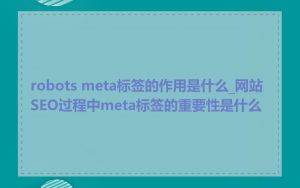 robots meta标签的作用是什么_网站SEO过程中meta标签的重要性是什么