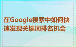 在Google搜索中如何快速发现关键词排名机会