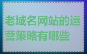 老域名网站的运营策略有哪些