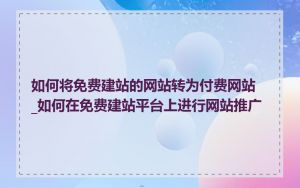 如何将免费建站的网站转为付费网站_如何在免费建站平台上进行网站推广