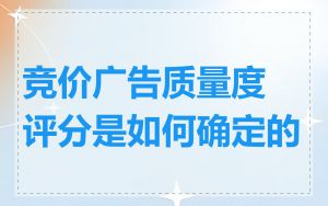竞价广告质量度评分是如何确定的