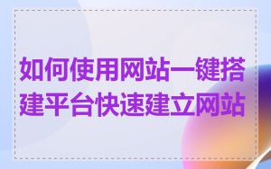 如何使用网站一键搭建平台快速建立网站