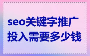 seo关键字推广投入需要多少钱