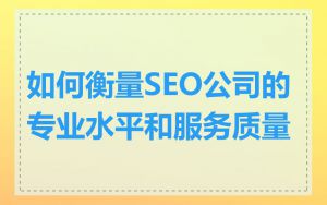 如何衡量SEO公司的专业水平和服务质量