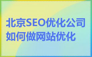 北京SEO优化公司如何做网站优化
