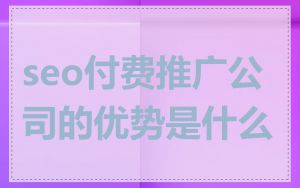 seo付费推广公司的优势是什么