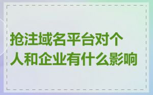 抢注域名平台对个人和企业有什么影响