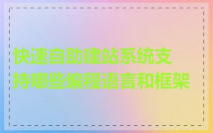 快速自助建站系统支持哪些编程语言和框架