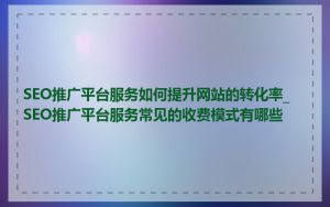 SEO推广平台服务如何提升网站的转化率_SEO推广平台服务常见的收费模式有哪些