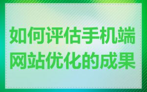 如何评估手机端网站优化的成果