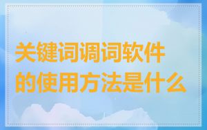 关键词调词软件的使用方法是什么