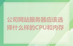 公司网站服务器应该选择什么样的CPU和内存