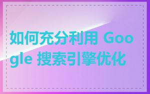 如何充分利用 Google 搜索引擎优化