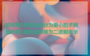 如何将C类地址划分为更小的子网_如何将C类地址转换为二进制表示