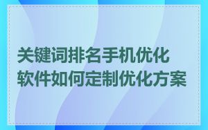 关键词排名手机优化软件如何定制优化方案